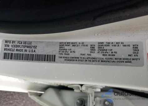 2023 Ram 1500 Laramie from USA, damaged, VIN 1C6SRFJT6PN652152